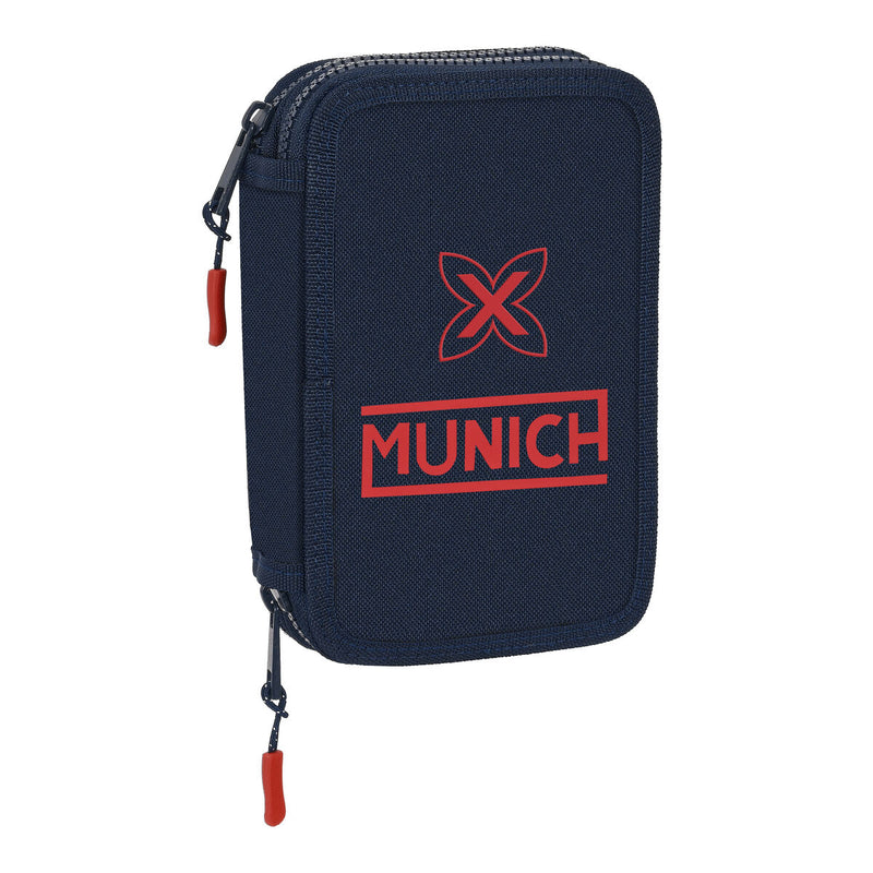 Dobbelt penalhus Munich Flash Marineblå 12.5 x 19.5 x 4 cm (28 Dele)