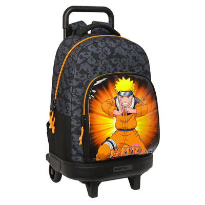 Skolerygsæk med Hjul Naruto 33 x 45 x 22 cm Sort Orange