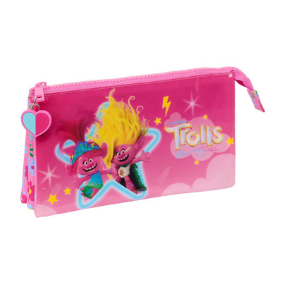 Tredobbelt bæretaske Trolls Pink 22 x 12 x 3 cm