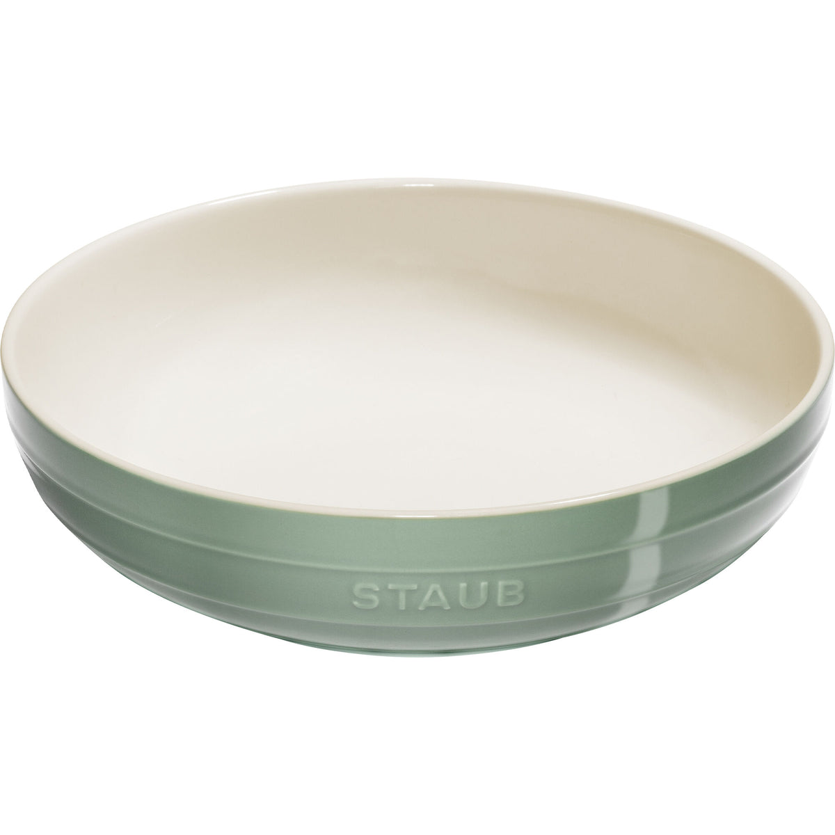 Staub serveringsskål i eukalyptusgrøn keramik, 28 cm