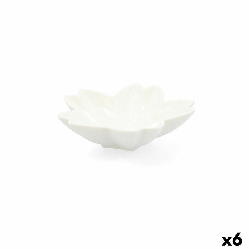 Snackskål Quid Select Blomst Keramik Hvid 6 stk 6 pak