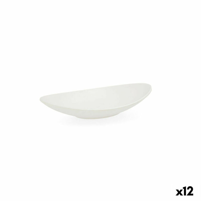 Dyb tallerken Quid Select Oval Hvid Plastik 18 x 10,5 x 3 cm (12 enheder)