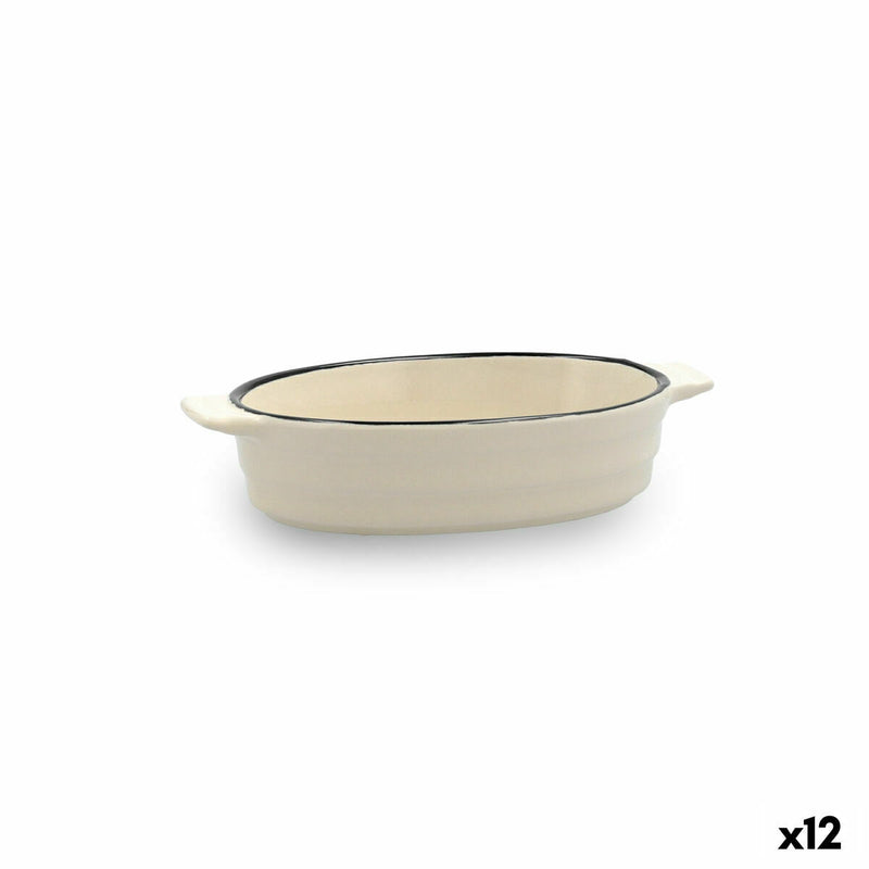 Kasserolle Quid Cocco Oval Keramik Hvid 18 x 11 x 4 cm 12 pak