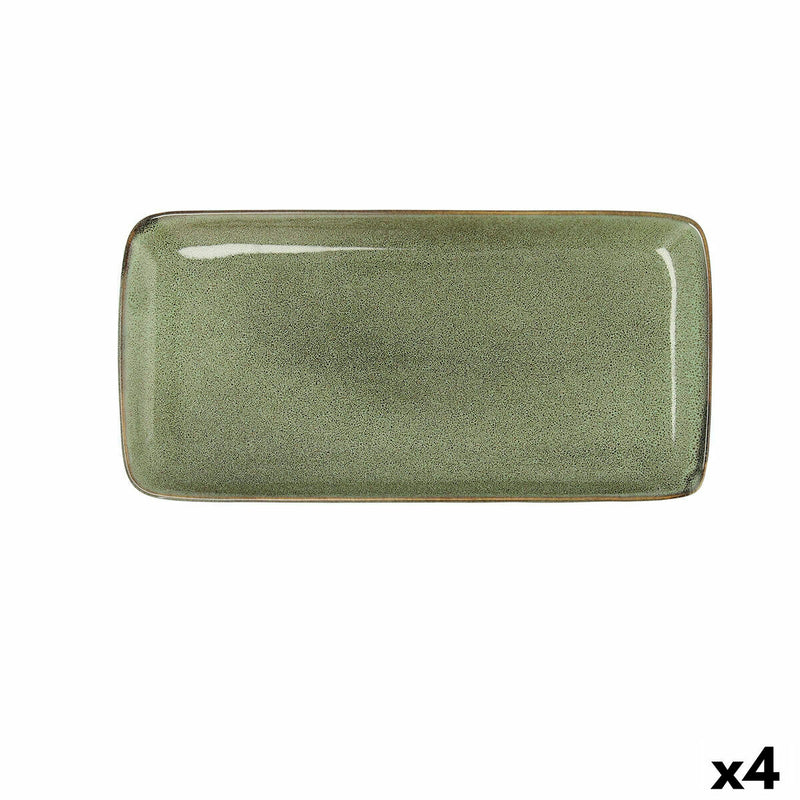Fad Bidasoa Ikonic Grøn Keramik 28 x 14 cm Pack 4x