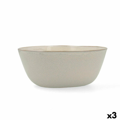 Salatskål Bidasoa Ikonic Keramik Hvid (20 x 19,5 x 8,5 cm) (Pack 3x)