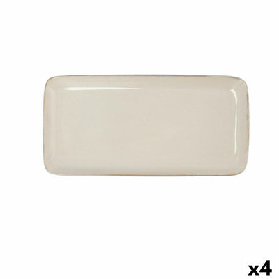Fad Bidasoa Ikonic Hvid Keramik 28 x 14 cm Pack 4x