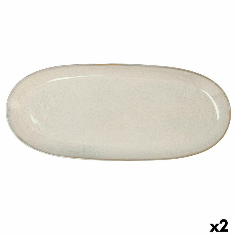 Fad Bidasoa Ikonic Hvid Keramik 36 x 16 cm 2 pak