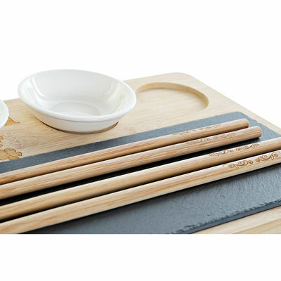 Sushi-sæt PC-186227 Hvid Sort Natur Bambus Bræt Moderne Orientalsk 28,5 x 18,5 x 2,6 cm (9 Dele) (28,5 x 18,5 x 2
