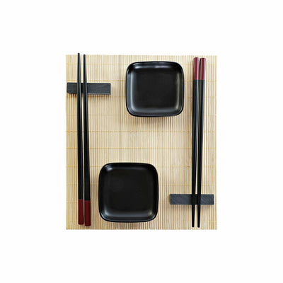 Sushi-sæt Sort Natur Metal Bambus Stentøj Orientalsk 30 x 40 cm 27,8 x 17,8 x 3 cm (7 Dele) (27,8 x 17,8 x 3 cm)