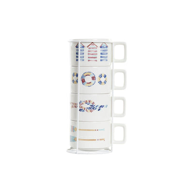 Kaffekopsæt Blå Multifarvet Metal Dolomite 4 Dele 260 ml