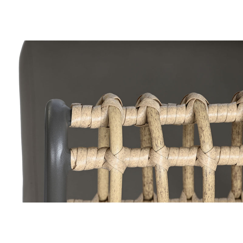 Bord med 3 lænestole DKD Home Decor Brun Aluminium syntetisk spanskrør 144 x 67 x 74 cm