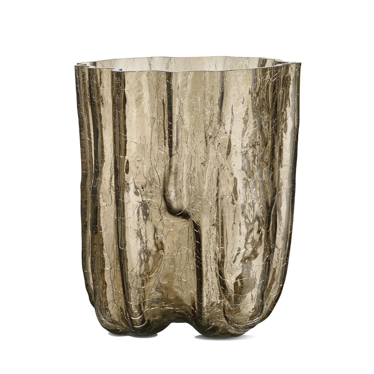 Kosta Boda Crackle vase på 27 cm i massivt glas i nuancen taupe