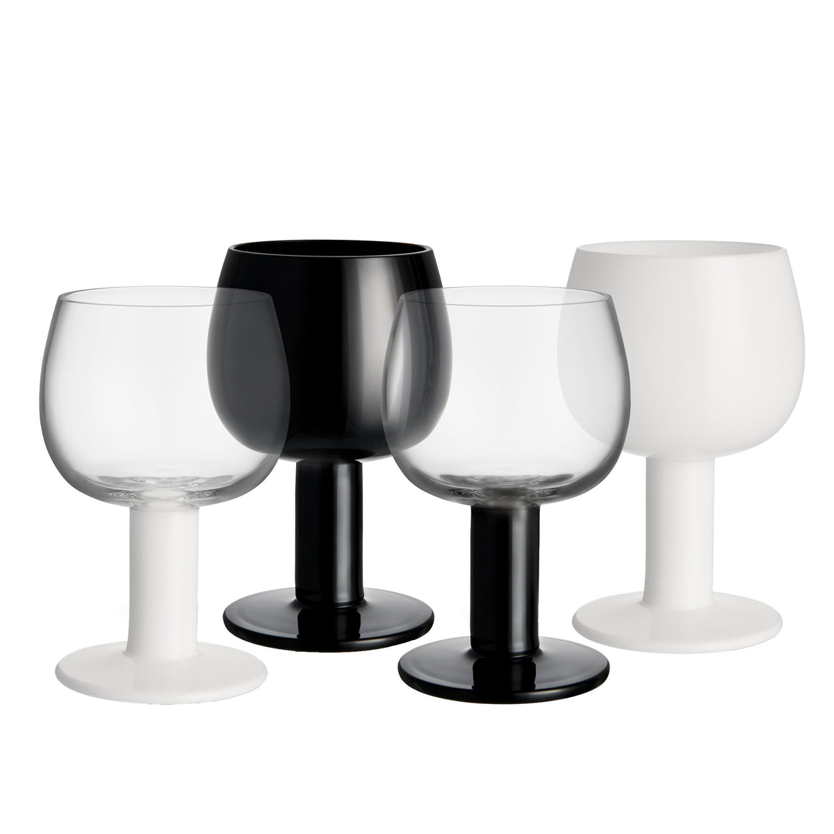 Fire Kosta Boda Fars Glas vinglas på 40 cl med grafisk mønster i hvid og sort