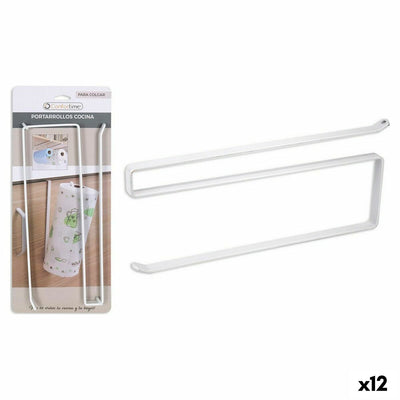 Køkkenrulleholder Confortime Hvid Metal 26 x 10 x 1,3 cm (12 enheder)