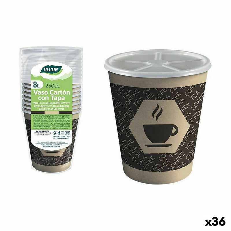 Drikkeglas sæt Algon Pap Kaffe 8 Dele 250 ml 36 stk