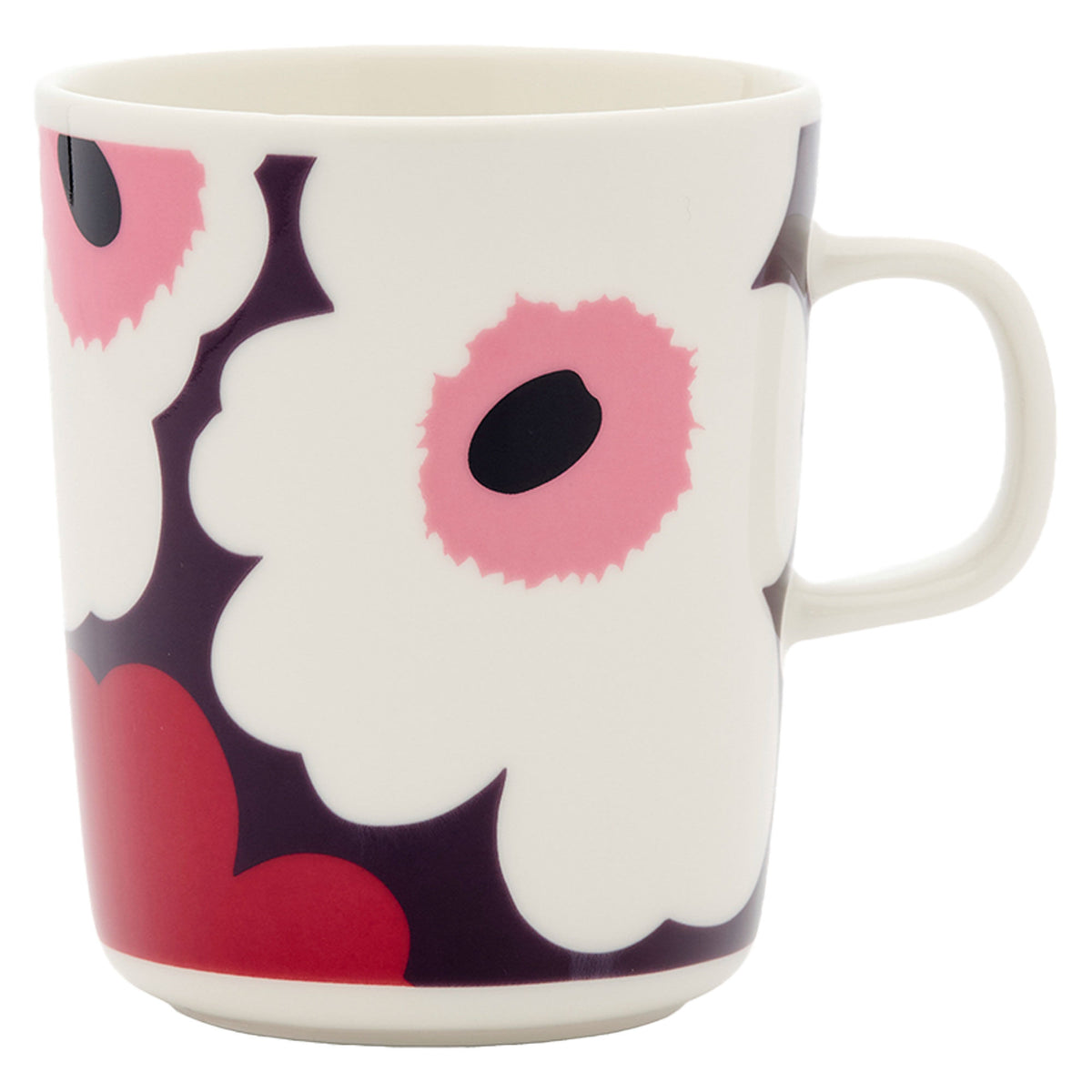 Marimekko Oiva Unikko krus i cranberry og pink, 2,5 dl