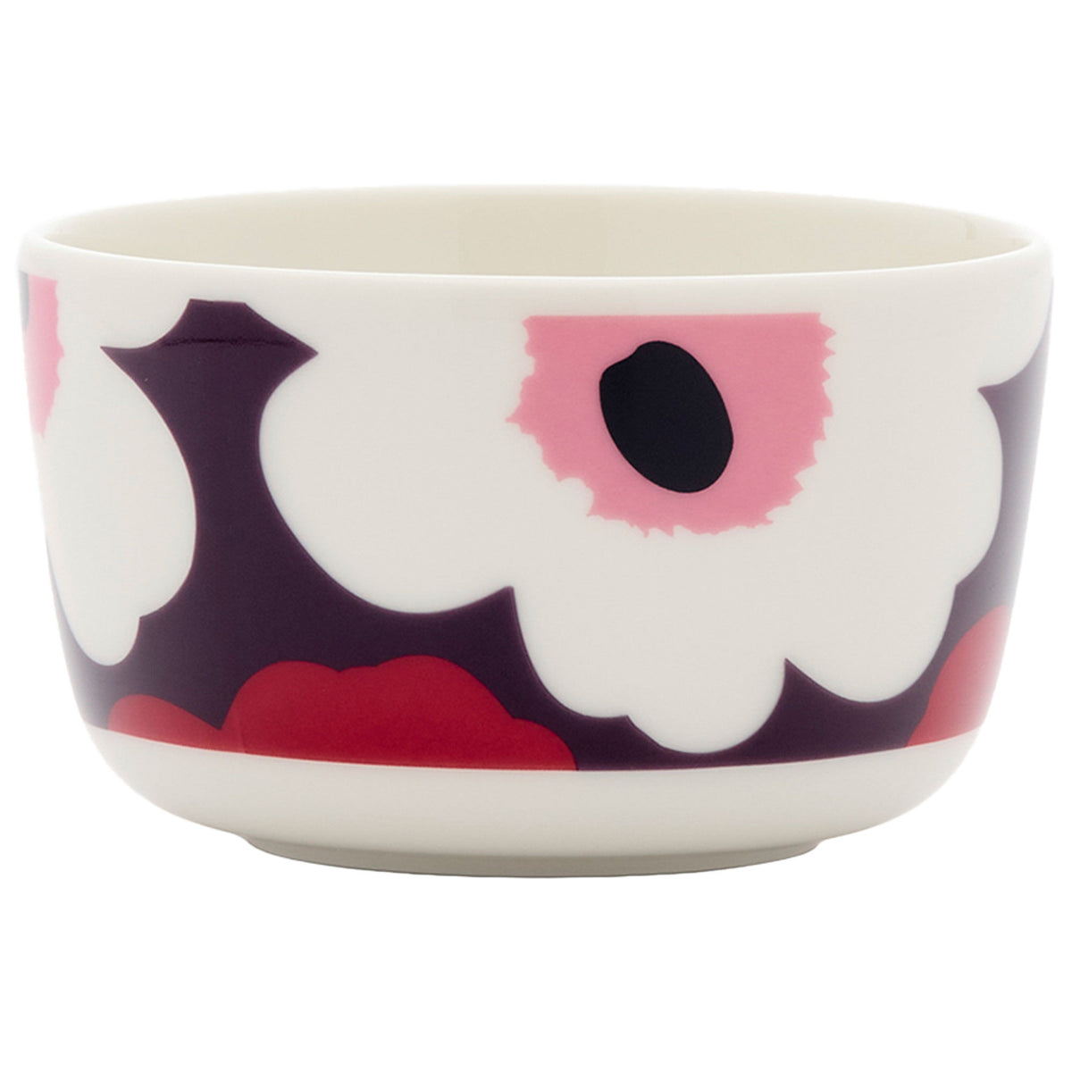 Marimekko Oivo Unikko skål på 2,5 dl i cranberry og pink stentøj