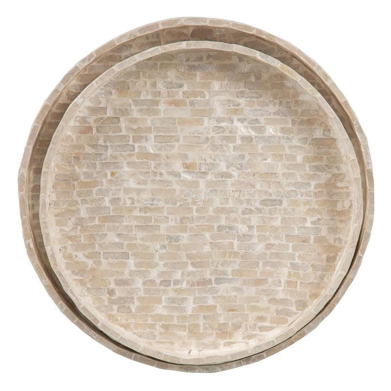 Snackskål / bakke 40 x 40 x 5 cm Hvid Perlemor (2 enheder)
