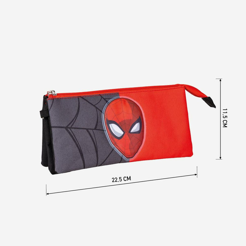 Tredobbelt bæretaske Spider-Man Rød Sort 22,5 x 2 x 11,5 cm