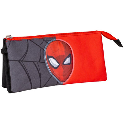 Tredobbelt bæretaske Spider-Man Rød Sort 22,5 x 2 x 11,5 cm
