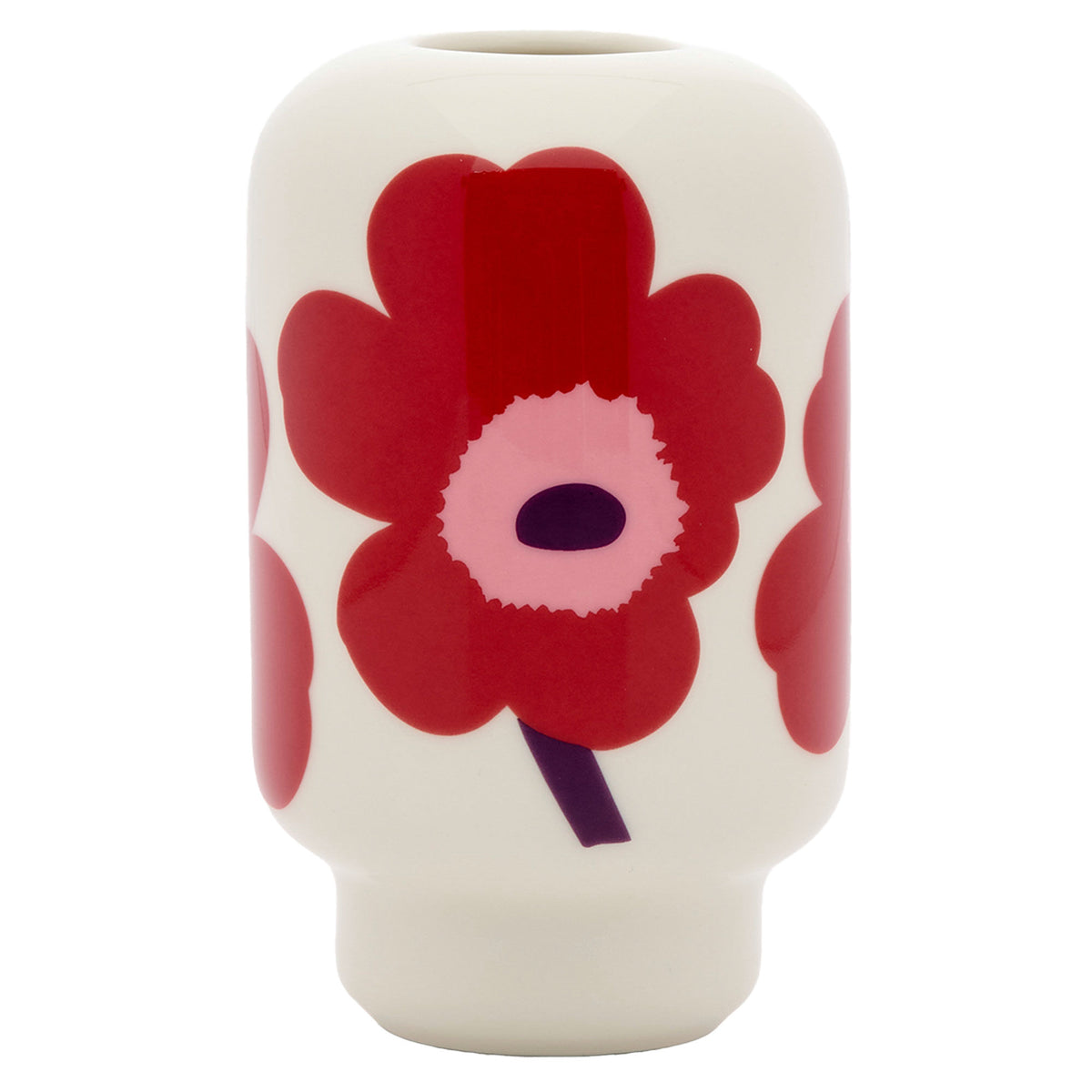 Marimekko Unikko keramikvase på 14 cm i cranberry og pink