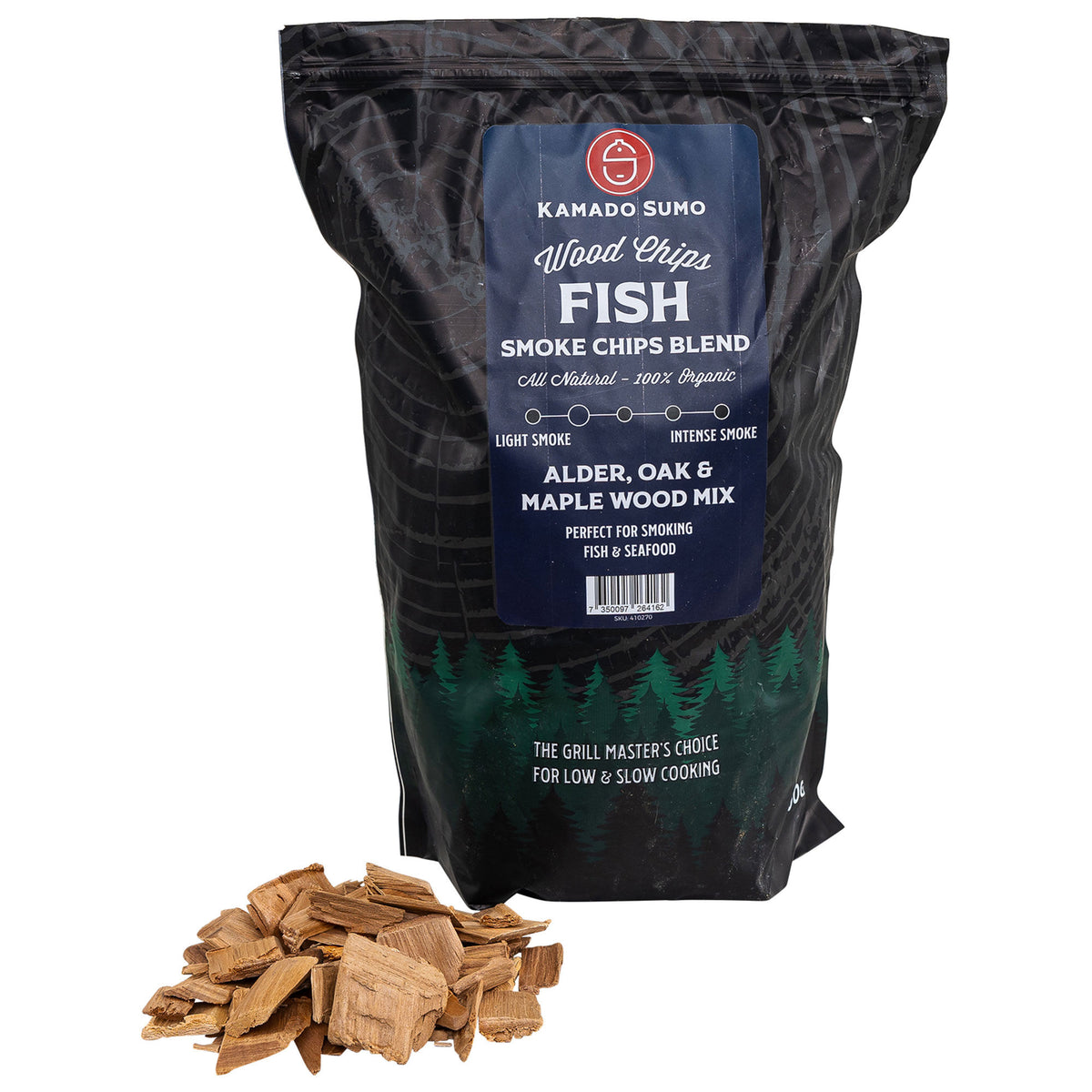 Pose med Kamado Sumo Fish Blend røgflis på 800 gram