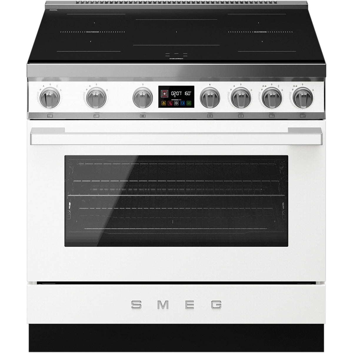 Hvidt Smeg Portofino CPF90I1PWH2 induktionskomfur med ovn, 90 cm bredt