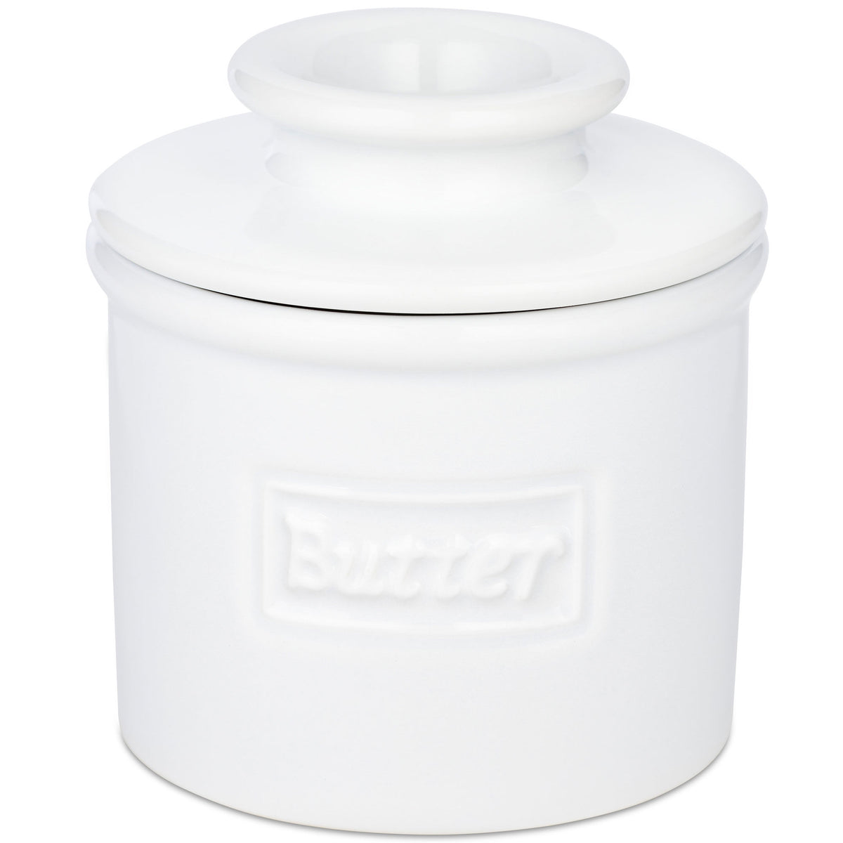 Hvid Butterbell smørklokke i Classic White til blødt smør på bordet