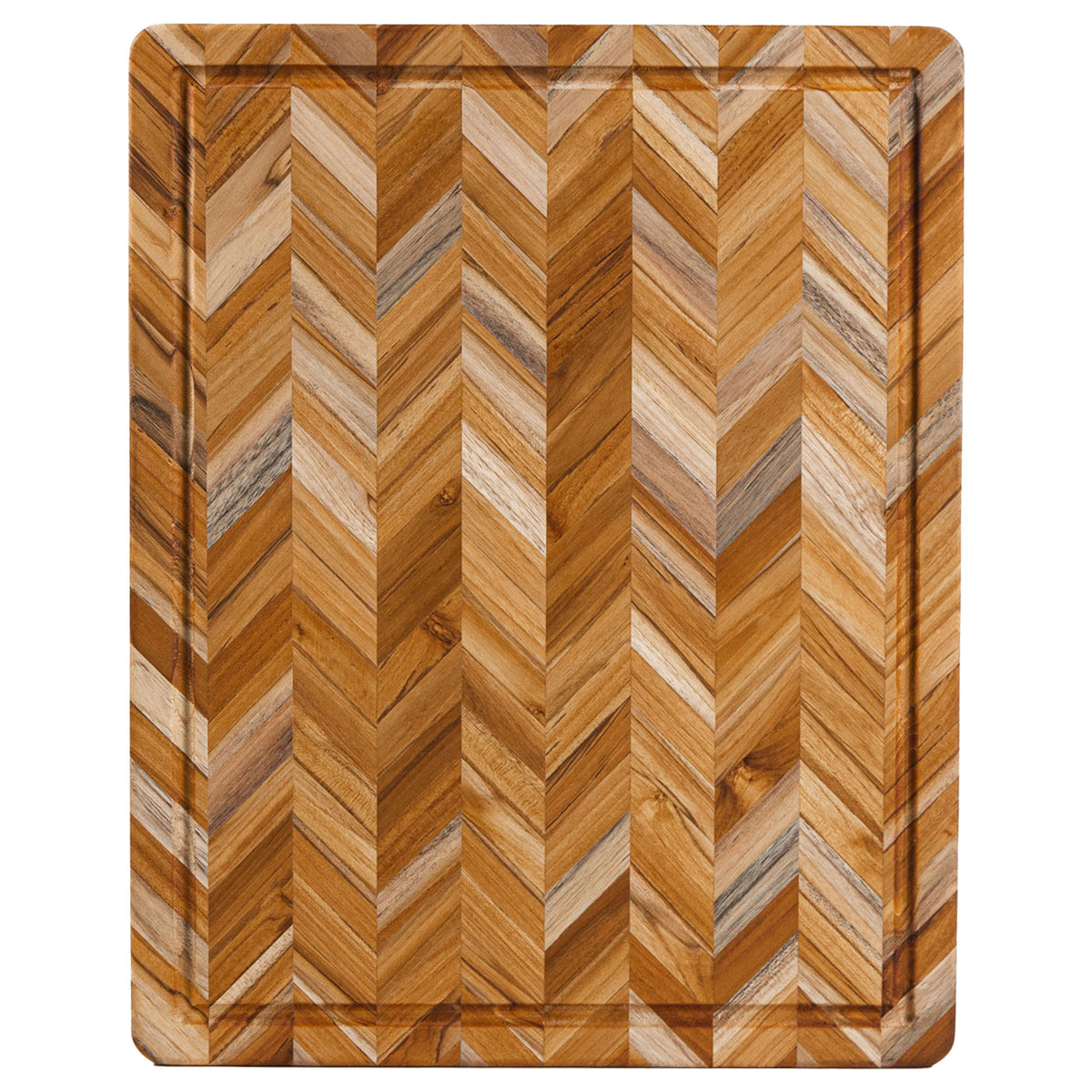 Stort Herringbone skærebræt i træ fra Teakhaus, størrelse L