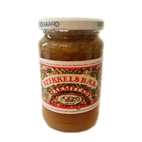 Glas med økologisk stikkelsbærmarmelade, 400 gram, fra Søbogaard