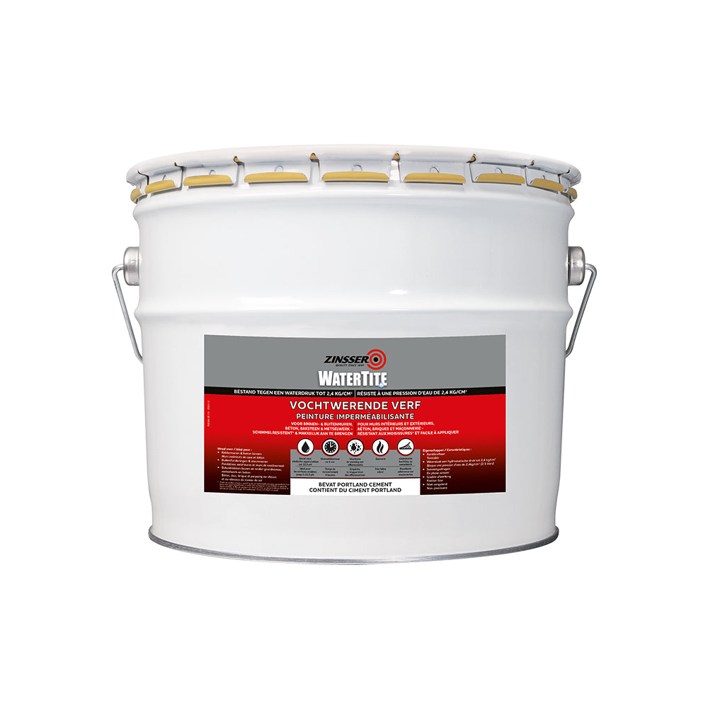 Zinsser Watertite fugtafvisende hvid maling i stor pakning med 10 liter