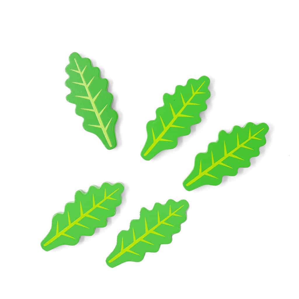 MaMaMeMo Rucola Salat med 5 blade i træ, legemad til rollelege