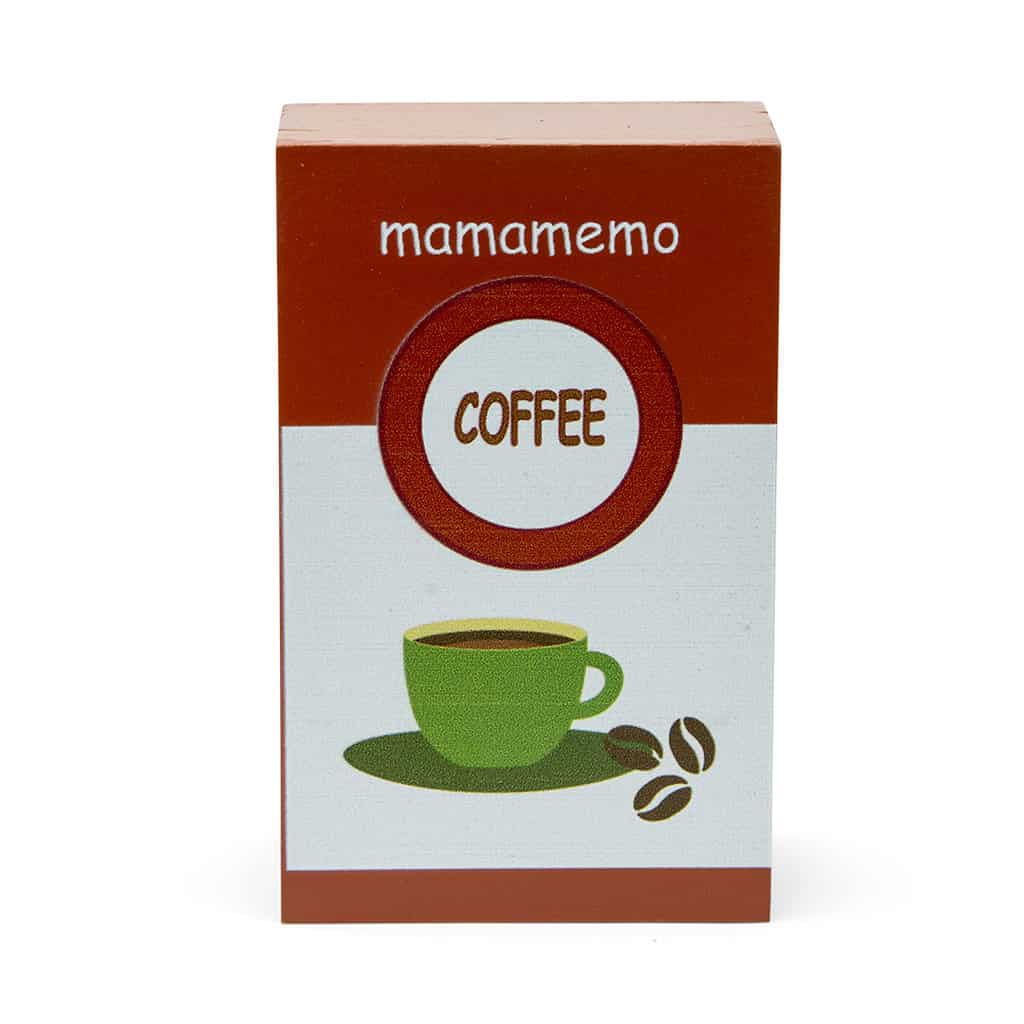 MaMaMeMo træmad Kaffebønner Pakke til rollelege og legekøkken