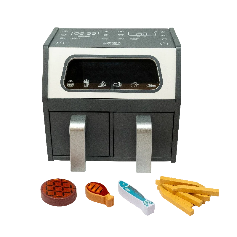 MaMaMeMo legetøjsairfryer med digitalt display, to skuffer og tilbehør