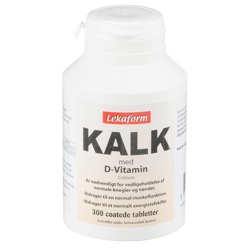 Lekaform Kalk med D-vitamin kosttilskud i pakning med 300 tabletter