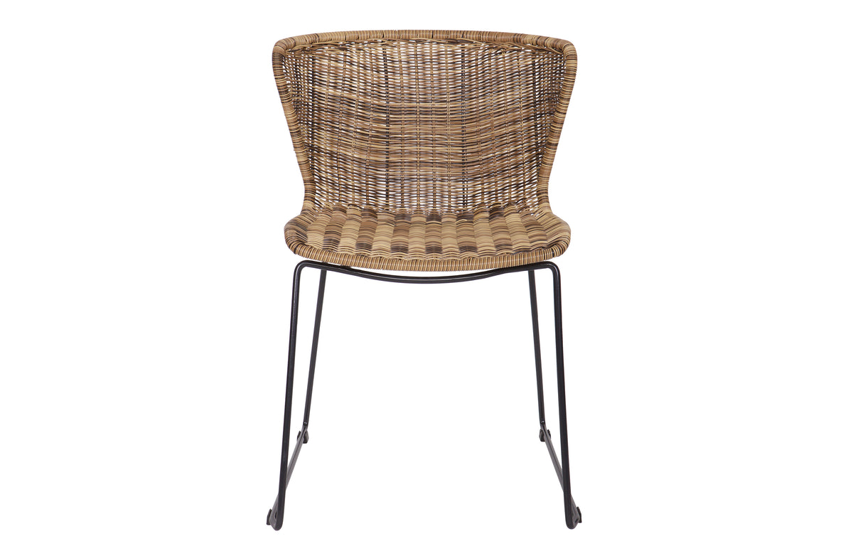 Woood Wings spisebordsstol i natur polyesterrattan med sort stål