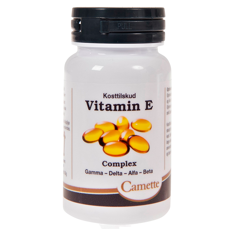 Camette Gamma E-Vitamin Complex kosttilskud, pakning med 90 kapsler