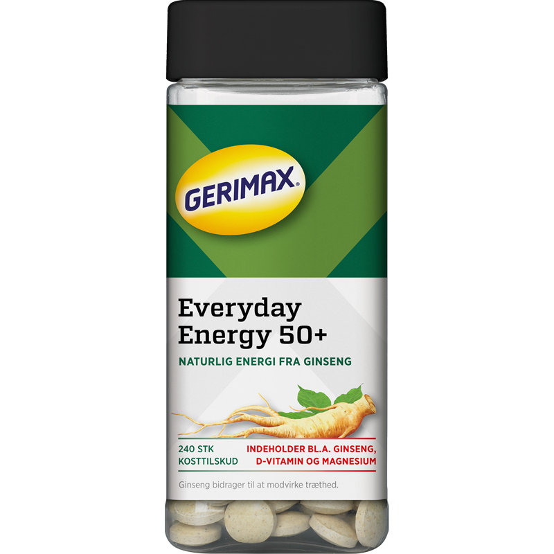 Pakke med Gerimax Everyday Energy 50+ kosttilskud, 240 tabletter