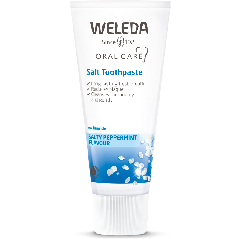 Tube med Weleda Salt Toothpaste tandpasta, 75 ml