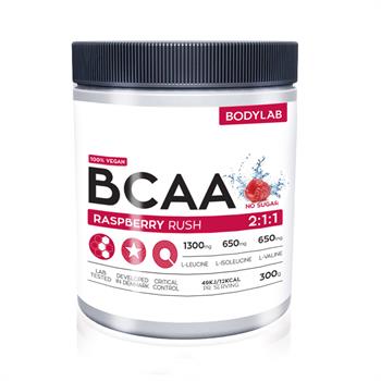 Bodylab BCAA Instant Raspberry Rush aminosyrepulver, pakke med 300 g