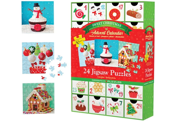 Eurographics julekalender Sweet Christmas med 24 små puslespil
