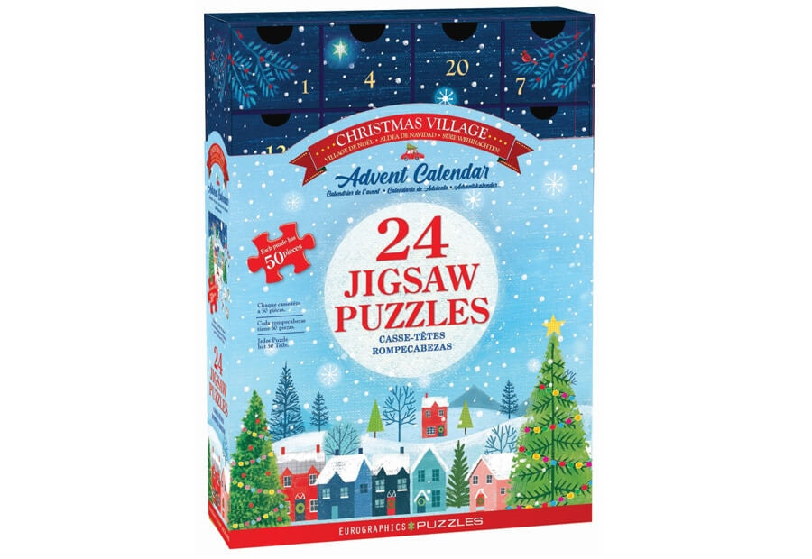 Eurographics julekalender Christmas Village med 24 små puslespil