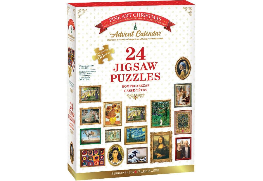 Eurographics julekalender Fine Art med 24 små puslespil