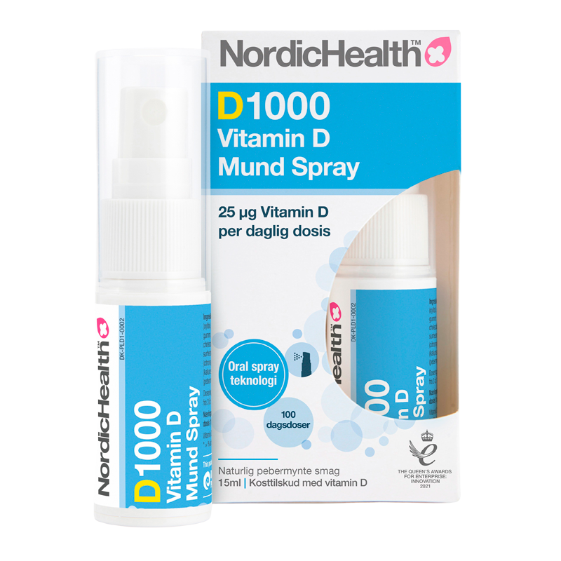 NordicHealth D1000 D3-vitaminspray, flaske på 15 ml