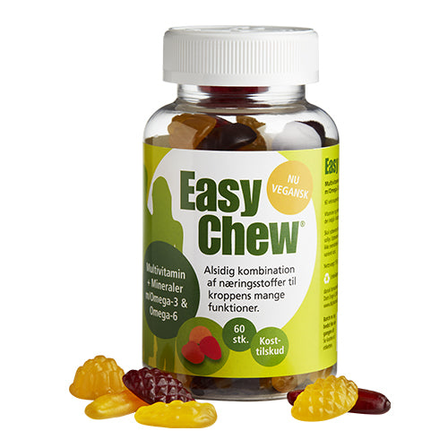 Pakke med EasyChew Multivitamin med Omega-3, bløde veganske tyggegummier, 60 stk.