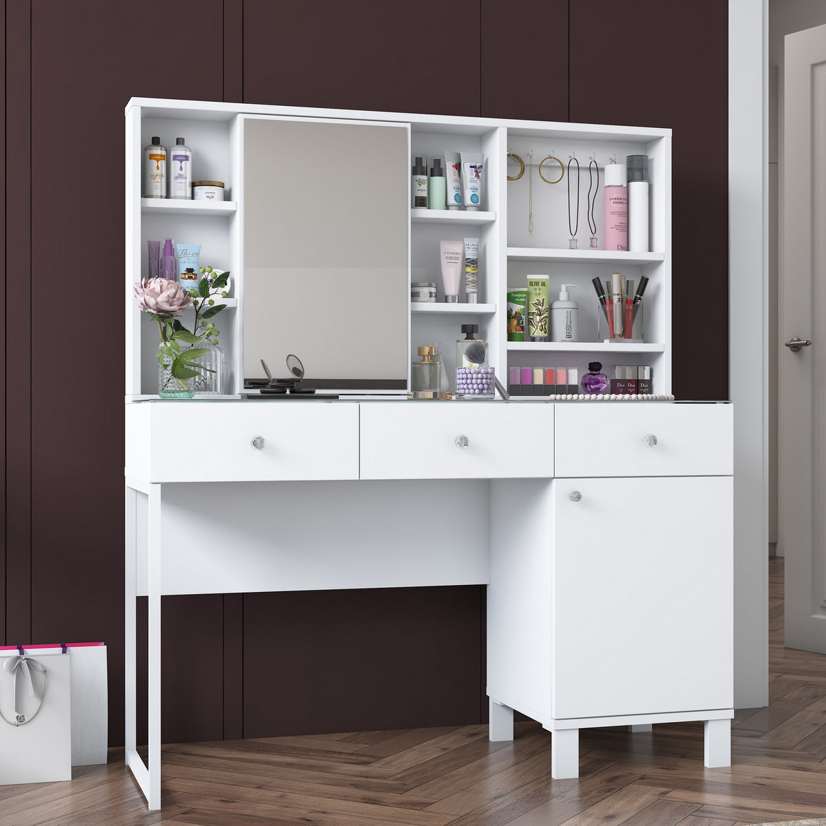 Se NORDVÄRK BJ138 3442 makeup bord, m. spejl, 8 hylder, 2 låger og 3 skuffer - hvid melamin (120x40) ❤ Kæmpe udvalg i NORDVÄRK - Køb online på udsalg og tilbud lige nu ❤ Meget billig fragt og hurtig levering: 1 - 2 hverdage - Varenummer: Boboonline-122136 og barcode / Ean: 8684283831333 på lager - Udsalg på Møbler,Borde,Makeup borde,
Møbler,
Borde,
Makeupborde med spejl,
Soveværelse Spar op til 51% - Over 785 kendte brands på udsalg