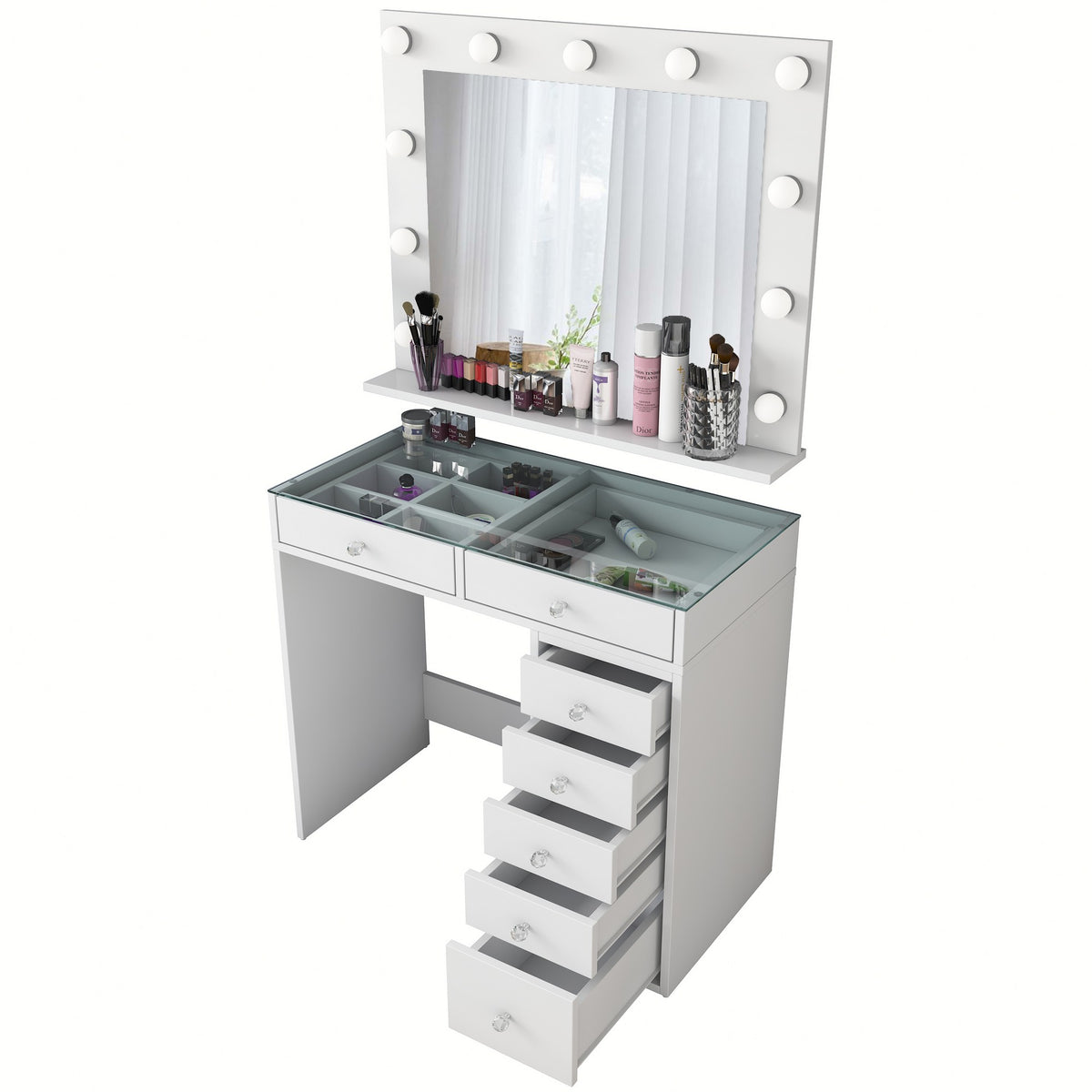 Se NORDVÄRK BJ117 makeup bord, m. spejl, lys, 7 skuffer - hvid melamin (90x44,5) ❤ Kæmpe udvalg i NORDVÄRK - Køb online på udsalg og tilbud lige nu ❤ Hurtig levering til lave fragtpriser - Varenummer: Boboonline-114254 og barcode / Ean: 8684282480730 på lager - Udsalg på Møbler,Borde,Makeup borde Spar helt op til 73% - Udsalg på produkter fra mere end 2.739 brands