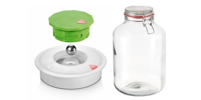 Hermetisk låg med ventil til fermentering af mad i glas