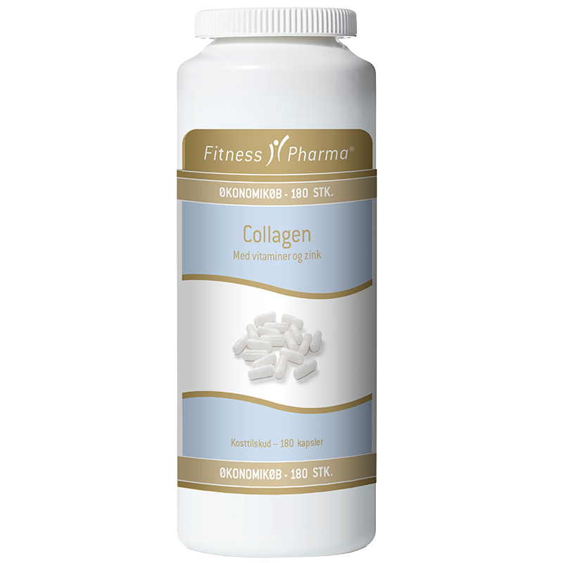 Pakke med Fitness Pharma Collagen med vitaminer og zink, 180 kapsler