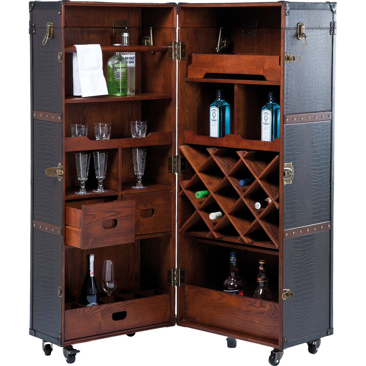 Kare Design Colonial barskab i brunt stof med skuffer